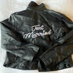 NWT “Just Married” Faux Leather Jacket